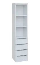 SIN 5 - 44ZN kancelářská skříň, 4-zásuvková/nika, 1820x400x400, bílá